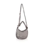 Women's Faux Leather Textured Handbag (Silver Grey)