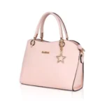 Women's Faux Leather Solid Handbag (Pink)