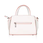 Women's Faux Leather Metal Beads Handbag (White)