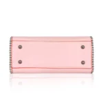 Women's Faux Leather Metal Beads Handbag (Pink)