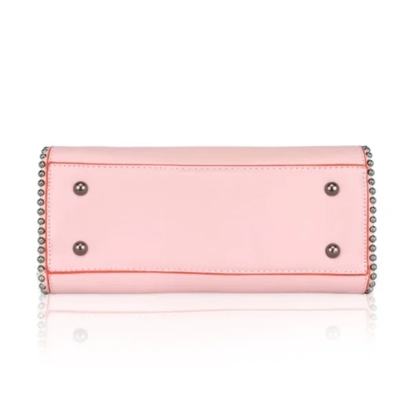 Women's Faux Leather Metal Beads Handbag (Pink)