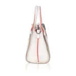 Women's Faux Leather Metal Beads Handbag (White)