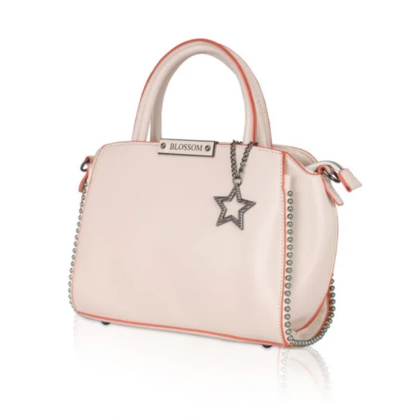 Women's Faux Leather Metal Beads Handbag (Pink)