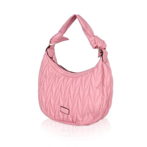 Women's Faux Leather Textured Handbag (Pink)