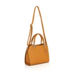 Women's Faux Leather Solid Handbag (Yellow)