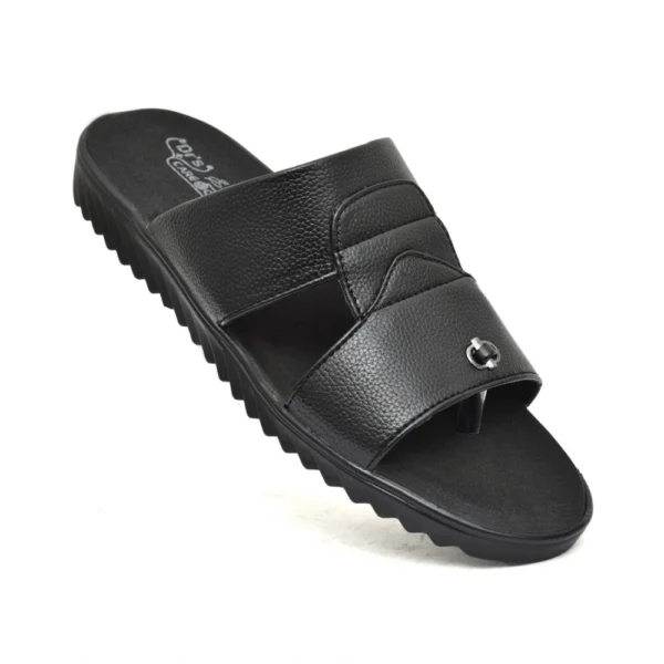 Men's Orthopedic Synthetic Solid Doctor Slippers (Black)