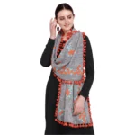 Women's Cotton Embroidered Dupatta (Gray, Length: 0.5 to 1 Mtr)