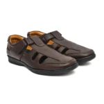 Men's Leather Solid Roman Sandel (Brown)