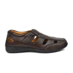 Men's Leather Solid Roman Sandel (Brown)