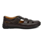 Men's Leather Solid Roman Sandel (Brown)