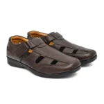 Men's Leather Solid Roman Sandel (Brown)