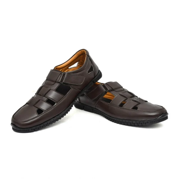 Men's Leather Solid Roman Sandel (Brown)