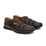 Men's Leather Solid Roman Sandel (Brown)