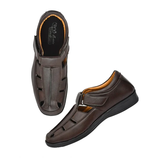 Men's Leather Solid Roman Sandel (Brown)