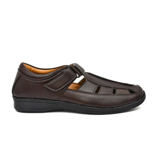 Men's Leather Solid Roman Sandel (Brown)