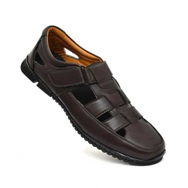 Men's Leather Solid Roman Sandel (Brown)