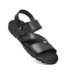 Men's Leather Normal Sandel (Black)