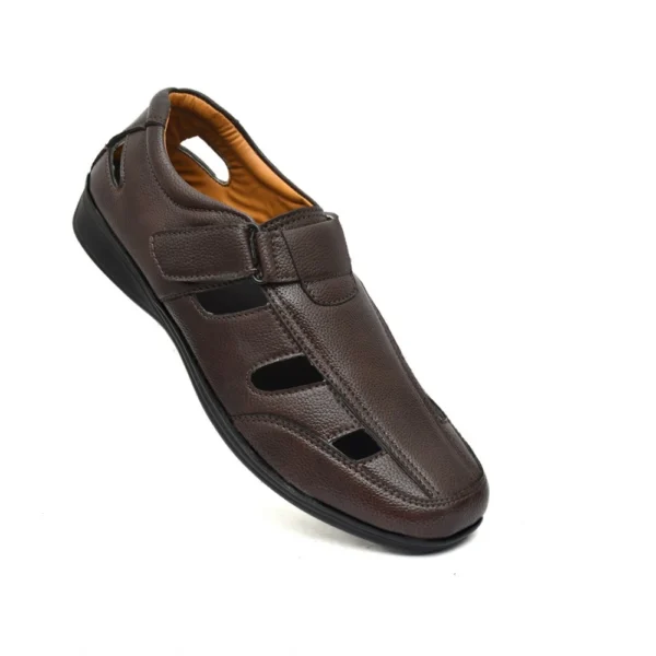 Men's Leather Solid Roman Sandel (Brown)