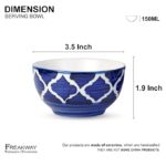 Freakway Hand-Painted Umrao Glossy Ceramic Bowl Set of 4 (150ml) | Small Serving Soup Bowls, Cereal Bowl, Pasta Bowls | Dishwasher & Microwave Safe - Blue