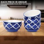 Freakway Hand-Painted Umrao Glossy Ceramic Bowl Set of 4 (150ml) | Small Serving Soup Bowls, Cereal Bowl, Pasta Bowls | Dishwasher & Microwave Safe - Blue