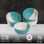 Freakway Hand-Painted Seagreen Ceramic Bowl Set of 6 (200ml) | Small Serving Soup Bowls, Cereal Bowl, Pasta Bowls | Dishwasher & Microwave Safe