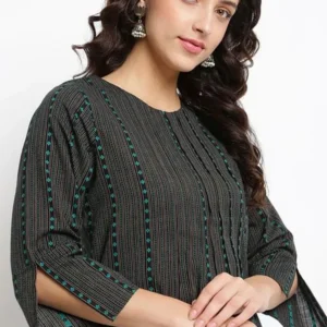 Black Handloom Cotton Kurta