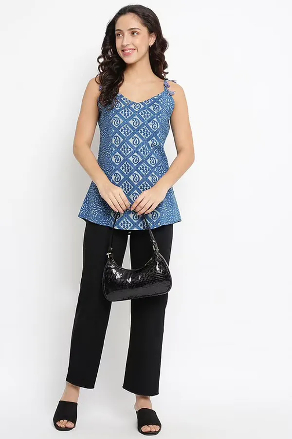 Blue Indigo Printed Top