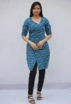 Blue Indigo Wrap Design Short Kurta