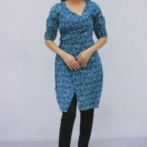 Blue Indigo Wrap Design Short Kurta