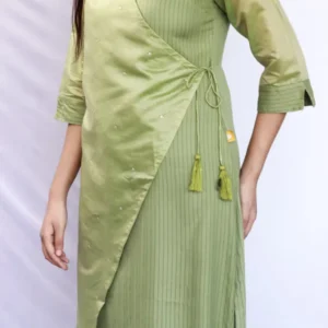 Green Chanderi Wrap Kurta