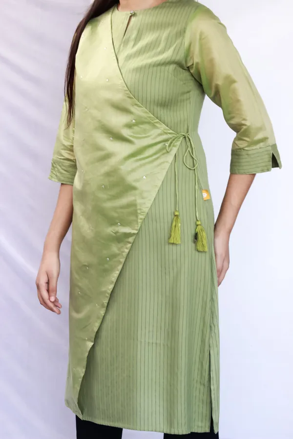 Green Chanderi Wrap Kurta