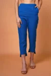 Blue Cotton Pants For Women