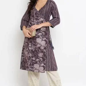 Purple Chanderi Digital Print Kurta