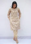 Brown Foil print Kurta Set