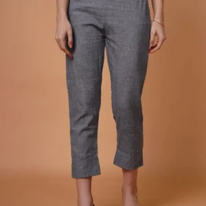 Grey Cotton Pants For Women