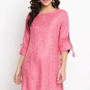 Short Pink Rayon Kurta