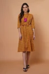 Yellow Cotton Dress with Neckpiece