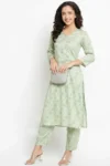 Pista Green Rayon Kurta Set