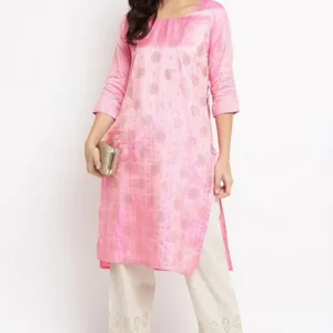 Pink Foil Print Manipuri Silk Kurta