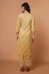 Yellow Rayon Foil Print Kurta Set