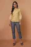 Yellow Rayon Puff Sleeve Top