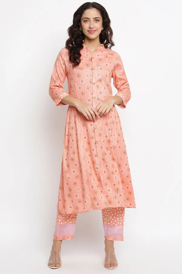 Pink Rayon Kurta Set