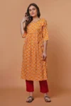 Yellow Rayon Flared Kurta