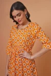 Yellow Rayon Flared Kurta