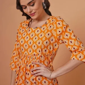 Yellow Rayon Flared Kurta