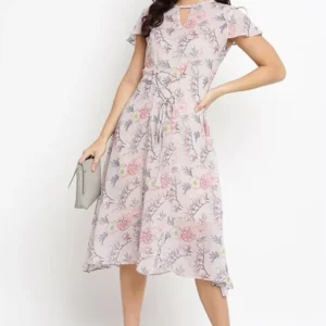 Pink Digital Printed Floral Dress