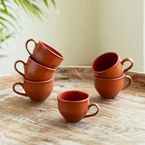 skybird Ceramic Cup Set(set of 6,Brown)