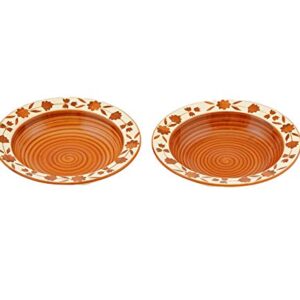 Freakway Ceramic Royal Floral Soup/Dessert Brown & White Floral Pattern 8.7 Inch Diameter (Set of 2)