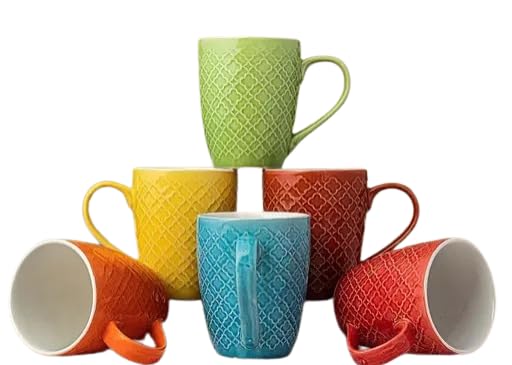 Freakway Absinthe Multi-Color Coffee Mug Set of 6 Ceramic Mugs to Gift to Best Friend, Tea Mugs, Microwave Safe Coffee Mugs, Ceramic Tea Cup