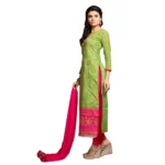 Women's Chanderi Unstitched Salwar Suit-Material With Dupatta (Green,2.3 Mtrs)